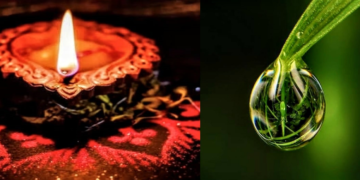 କଅଁଳ ଘାସର ଶିଶିର ଉପରେ