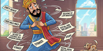 Sanctimonia Tales: Sanctimonia’s Clean-Up Comedy: A King’s Canine Conundrum, Piled-Up Paperwork, and the Perilous Pavement