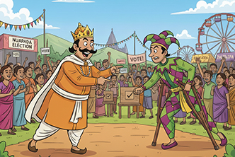 Sanctimonia Tales:  Nuapada Narrative: King Forgets His Potholes to Blame Ailing Jester as Law Minister Skips Election for Asphalt Theory