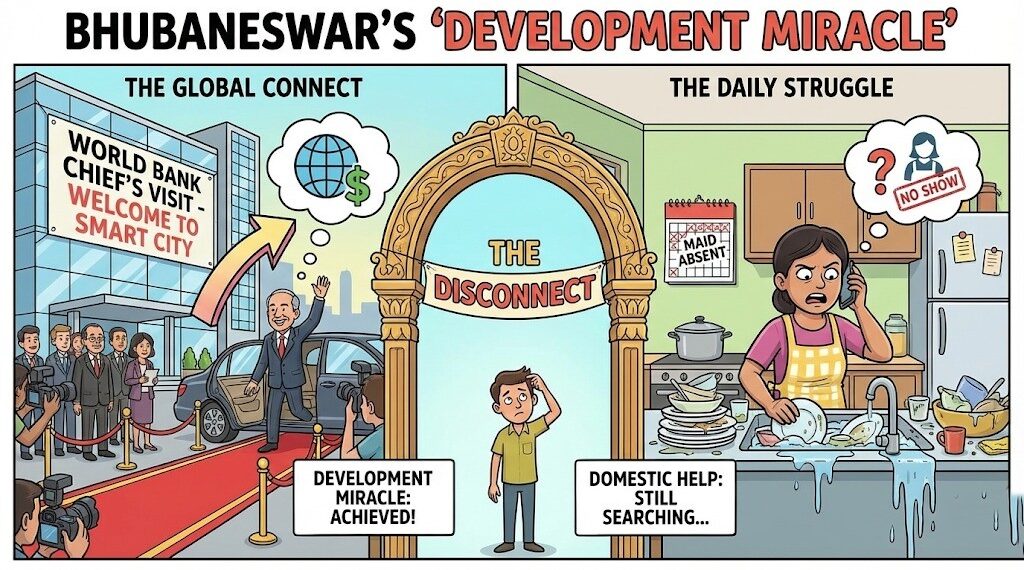 “World Bank Chief Lands In Bhubaneswar. Maid Still Unavailable.”