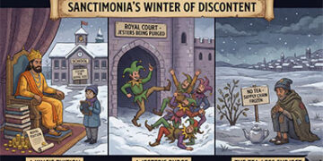 Sanctimonia Tales: Sanctimonia’s Winter of Discontent: A King’s Tuition, A Jester’s Purge, and the Tea-Less Subject