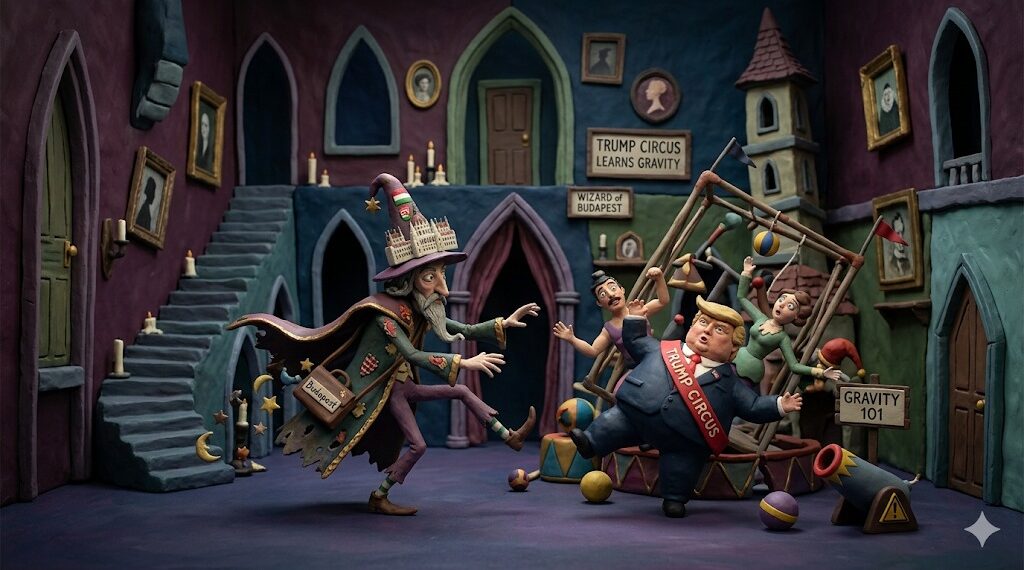 When the Wizard of Budapest Trips, the Trump Circus Learns Gravity