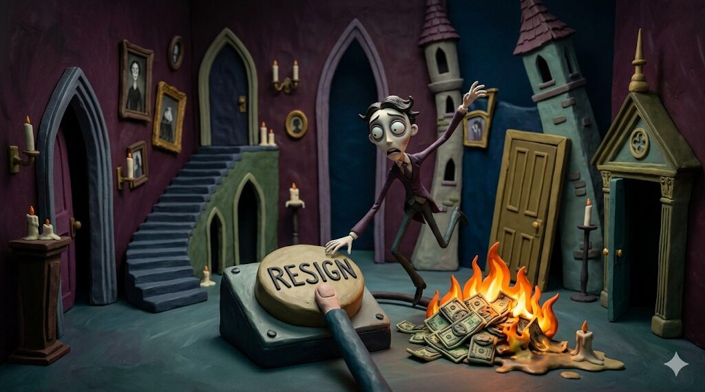 Burnt Cash, Bright Escape: Resignation Hits the Panic Button