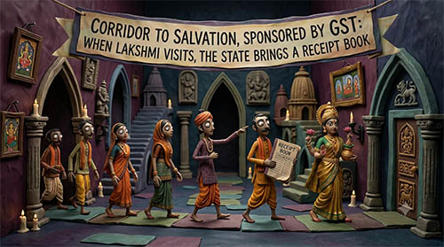 Corridor to Salvation, Sponsored by GST: When Lakshmi Visits, the State Brings a Receipt Book
