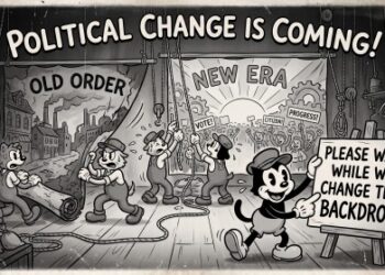 Political Change Is Coming. Please Wait While We Change the Backdrop