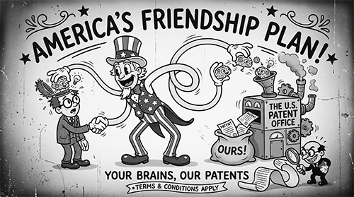 America’s Friendship Plan: Your Brains, Our Patents, Terms Apply